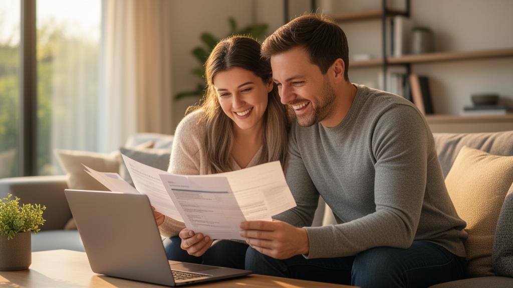 Couple consultant des avis sur les assurances